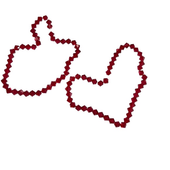 VINTAGE DARK RED FACETED CRYSTAL STRETCH BRACELETS - SET OF 2 - Picture 15 of 16